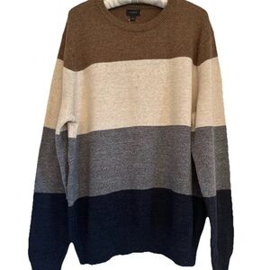 J. Crew Men's Colorblock Sweater Wool Blend Crew Neck Academia Mens Sz L New